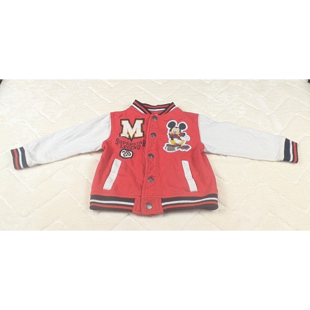 Disney Mickey Mouse Varsity Jacket Red White Letterman 2T Superstar Legend 28